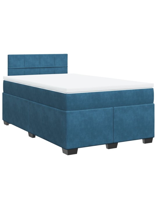 Box spring postel s matrací modrá 120 x 190 cm samet