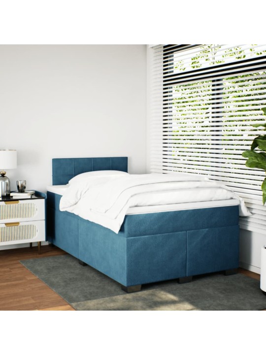 Box spring postel s matrací modrá 120 x 190 cm samet