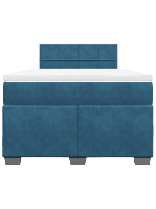 Box spring postel s matrací modrá 120 x 190 cm samet