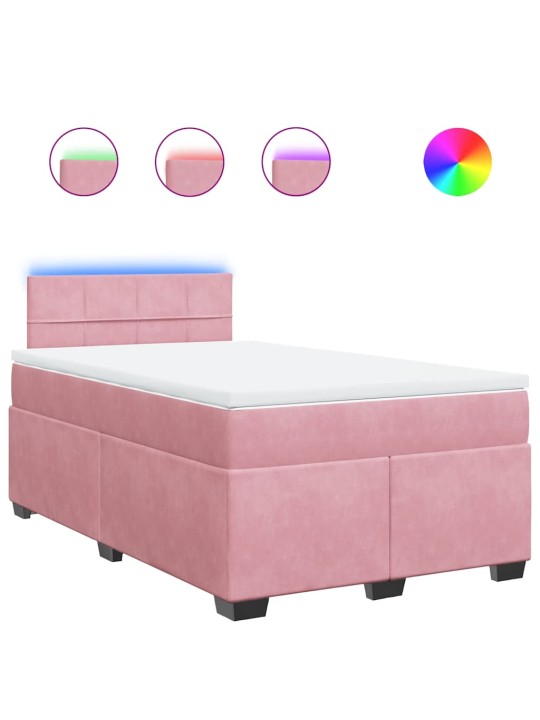 Box spring postel s matrací růžová 120x190 cm samet