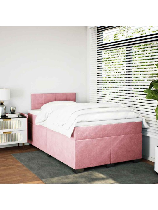 Box spring postel s matrací růžová 120x190 cm samet