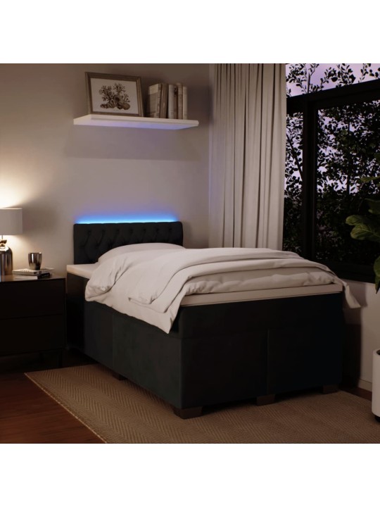 Box spring postel s matrací černá 120 x 190 cm samet