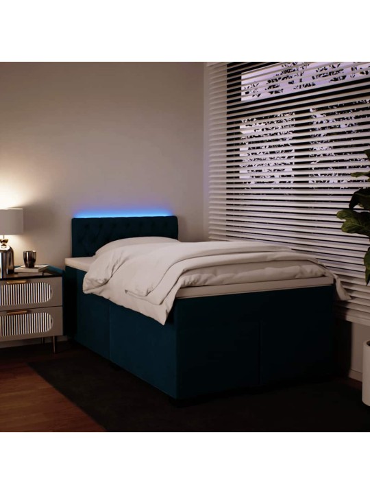 Box spring postel s matrací modrá 120 x 190 cm samet