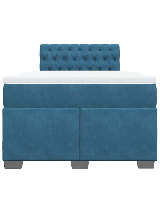 Box spring postel s matrací modrá 120 x 190 cm samet