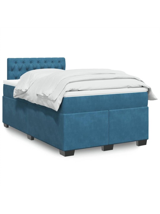 Box spring postel s matrací modrá 120 x 190 cm samet