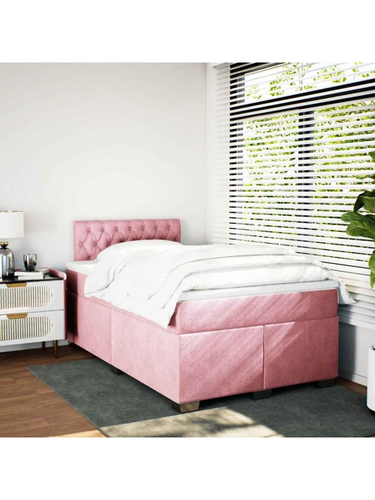Box spring postel s matrací růžová 120x190 cm samet