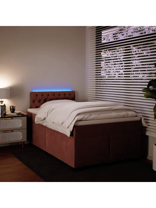 Box spring postel s matrací růžová 120x190 cm samet