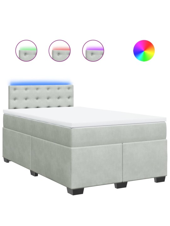 Box spring postel s matrací světle šedá 120x190 cm samet