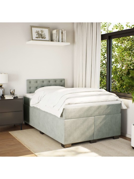 Box spring postel s matrací světle šedá 120x190 cm samet