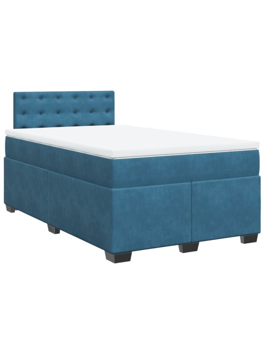 Box spring postel s matrací modrá 120 x 190 cm samet