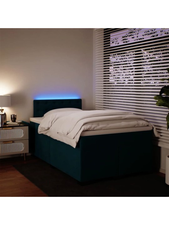 Box spring postel s matrací modrá 120 x 190 cm samet