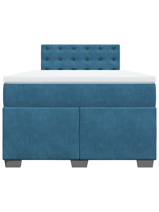 Box spring postel s matrací modrá 120 x 190 cm samet