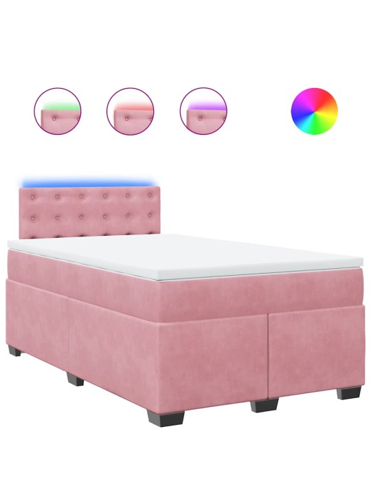 Box spring postel s matrací růžová 120x190 cm samet