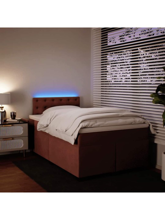 Box spring postel s matrací růžová 120x190 cm samet