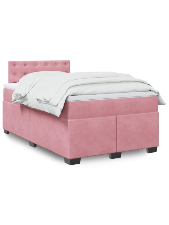 Box spring postel s matrací růžová 120x190 cm samet