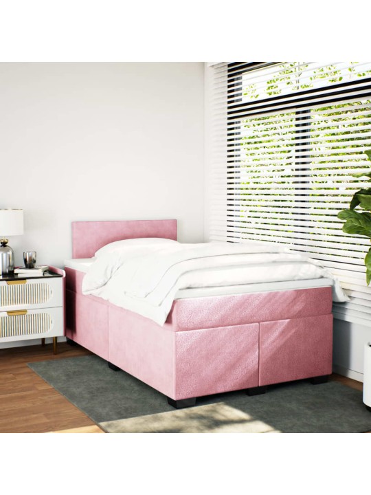 Box spring postel s matrací růžová 120 x 200 cm samet