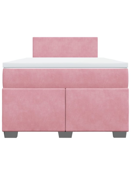 Box spring postel s matrací růžová 120 x 200 cm samet