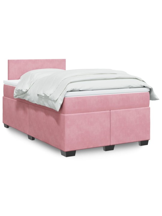 Box spring postel s matrací růžová 120 x 200 cm samet