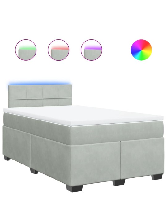 Box spring postel s matrací světle šedá 120 x 200 cm samet