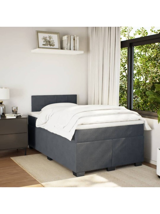 Box spring postel s matrací tmavě šedá 120 x 200 cm samet