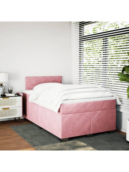 Box spring postel s matrací růžová 120 x 200 cm samet