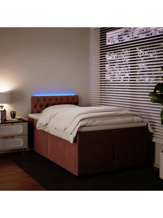 Box spring postel s matrací růžová 120 x 200 cm samet