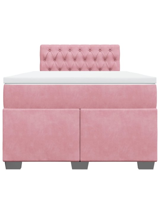 Box spring postel s matrací růžová 120 x 200 cm samet