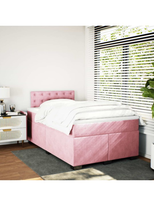 Box spring postel s matrací růžová 120 x 200 cm samet