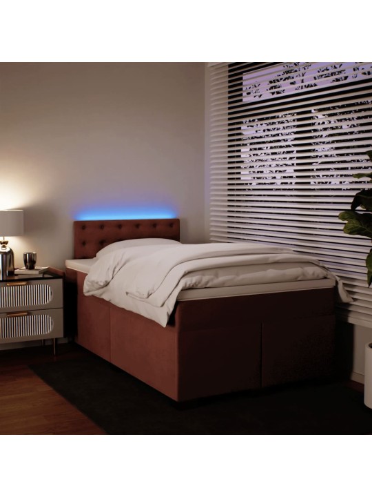 Box spring postel s matrací růžová 120 x 200 cm samet