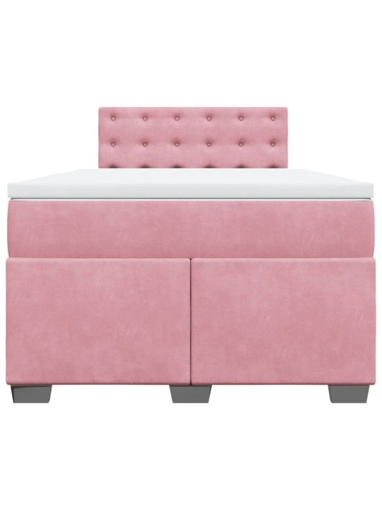 Box spring postel s matrací růžová 120 x 200 cm samet