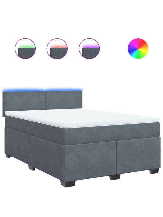 Box spring postel s matrací tmavě šedý 140 x 190 cm samet