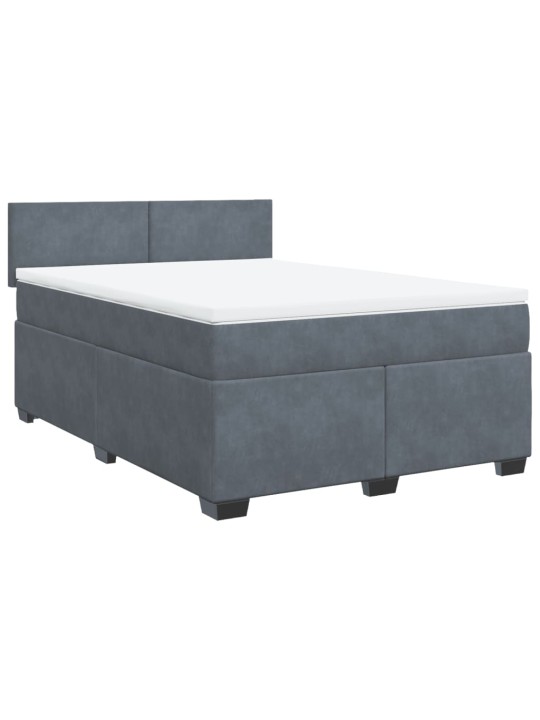 Box spring postel s matrací tmavě šedý 140 x 190 cm samet