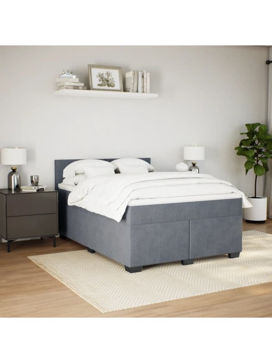 Box spring postel s matrací tmavě šedý 140 x 190 cm samet