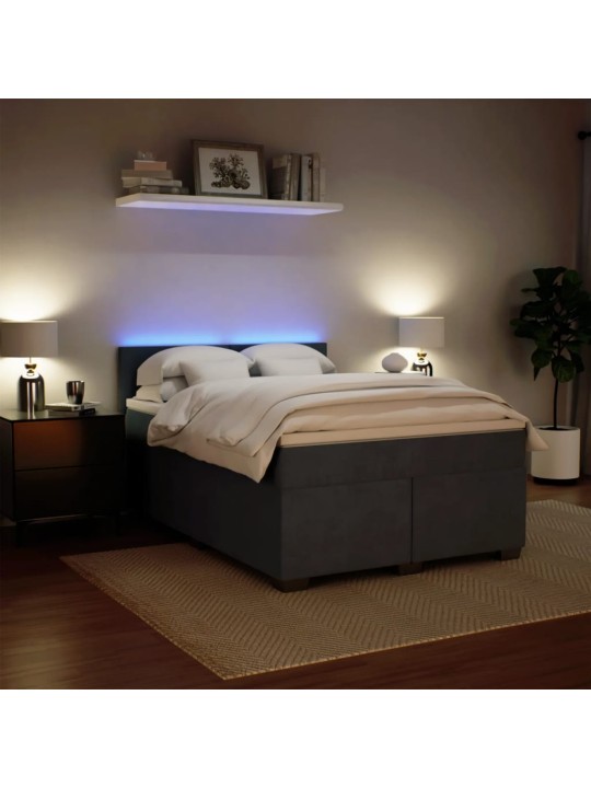 Box spring postel s matrací tmavě šedý 140 x 190 cm samet