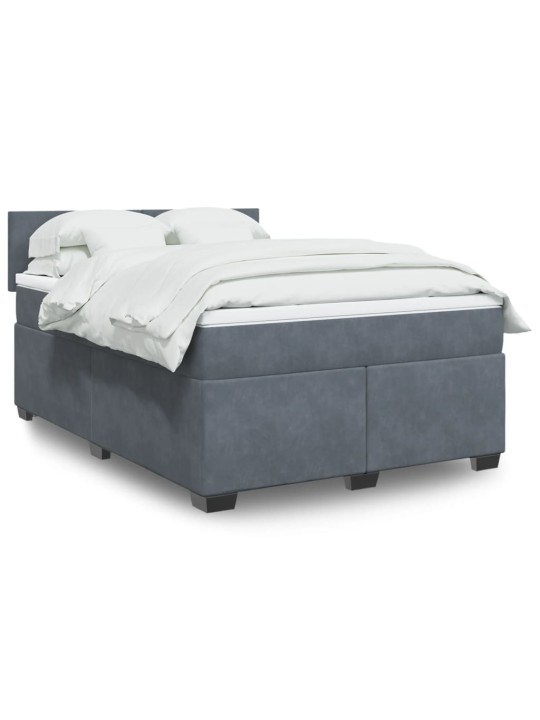 Box spring postel s matrací tmavě šedý 140 x 190 cm samet