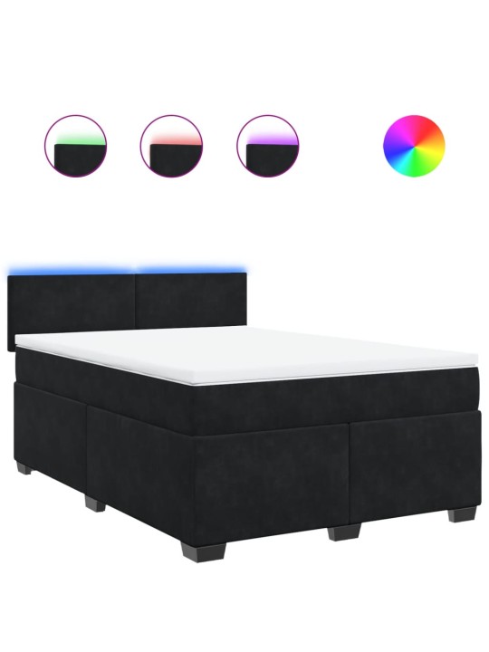 Box spring postel s matrací černá 140 x 190 cm samet
