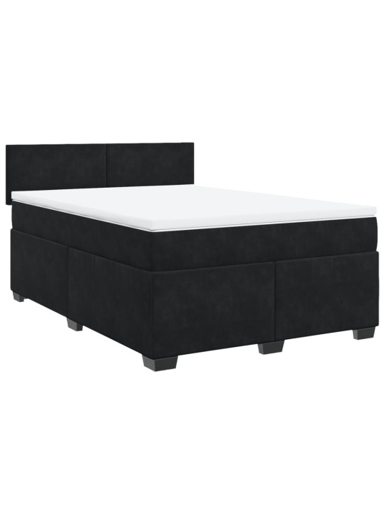 Box spring postel s matrací černá 140 x 190 cm samet