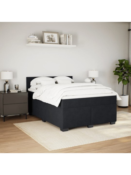 Box spring postel s matrací černá 140 x 190 cm samet