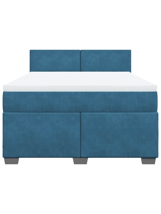 Box spring postel s matrací modrá 140 x 190 cm samet