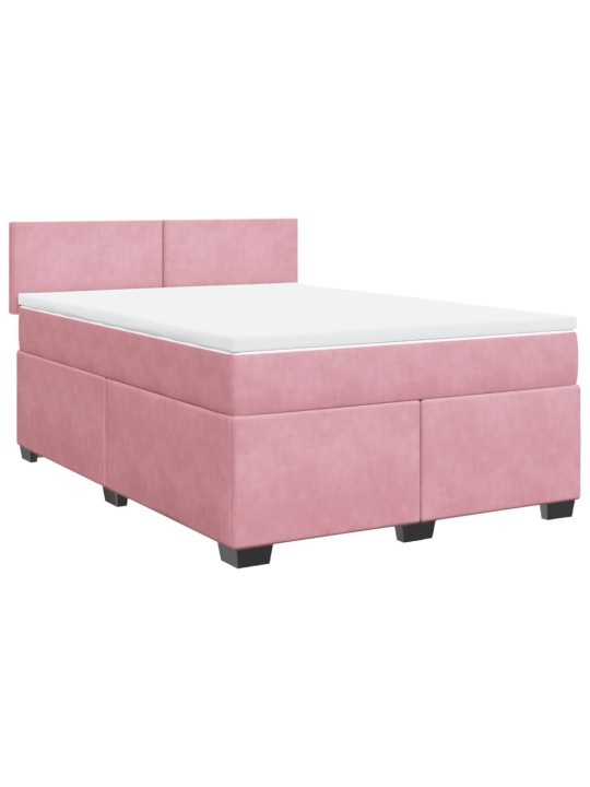 Box spring postel s matrací růžová 140x190 cm samet
