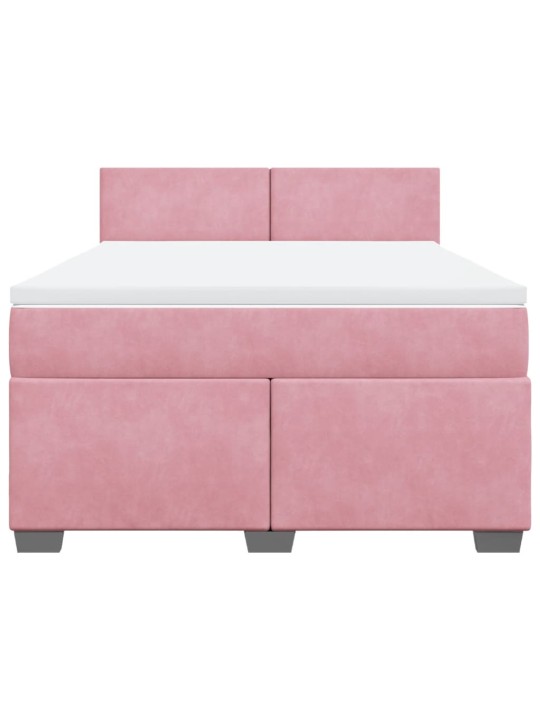 Box spring postel s matrací růžová 140x190 cm samet