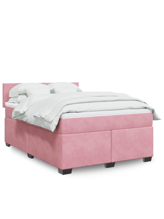 Box spring postel s matrací růžová 140x190 cm samet