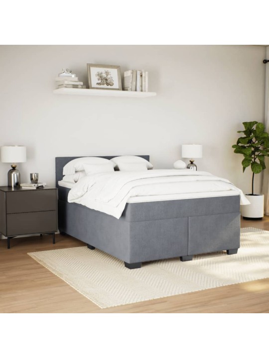 Box spring postel s matrací tmavě šedý 140 x 190 cm samet