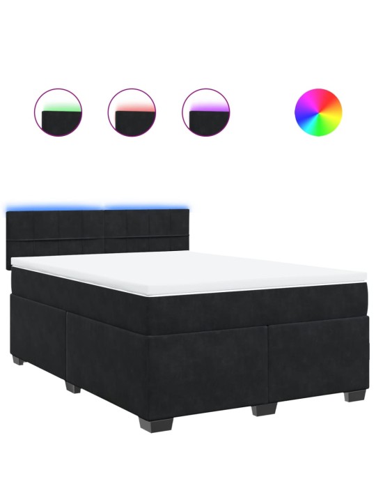 Box spring postel s matrací černá 140 x 190 cm samet