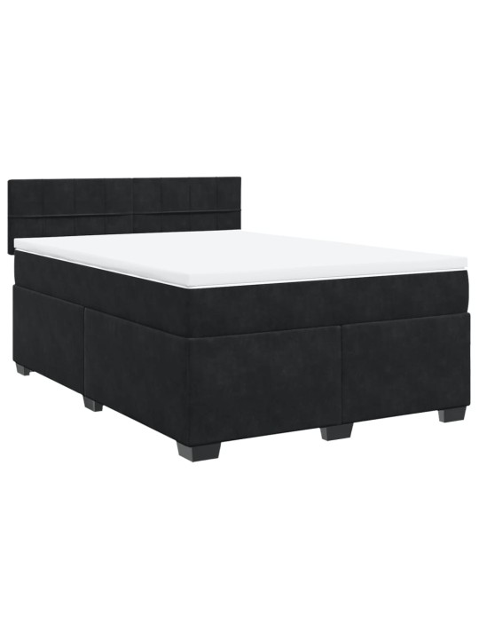 Box spring postel s matrací černá 140 x 190 cm samet