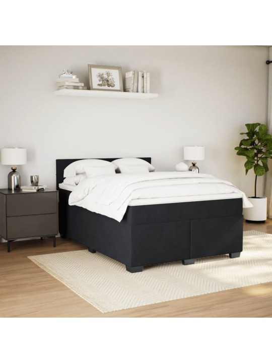 Box spring postel s matrací černá 140 x 190 cm samet