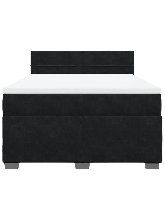 Box spring postel s matrací černá 140 x 190 cm samet