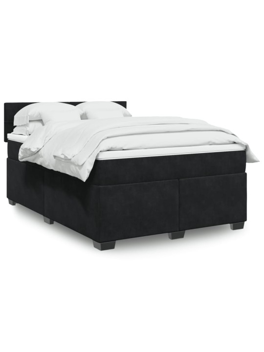 Box spring postel s matrací černá 140 x 190 cm samet