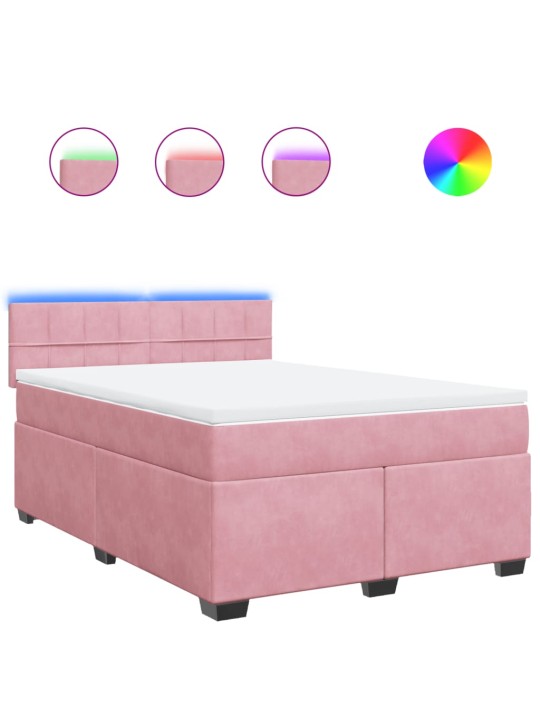 Box spring postel s matrací růžová 140x190 cm samet