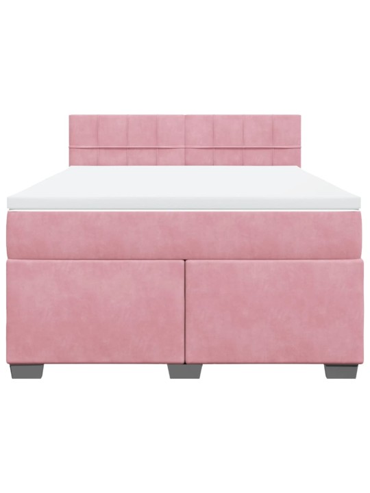 Box spring postel s matrací růžová 140x190 cm samet